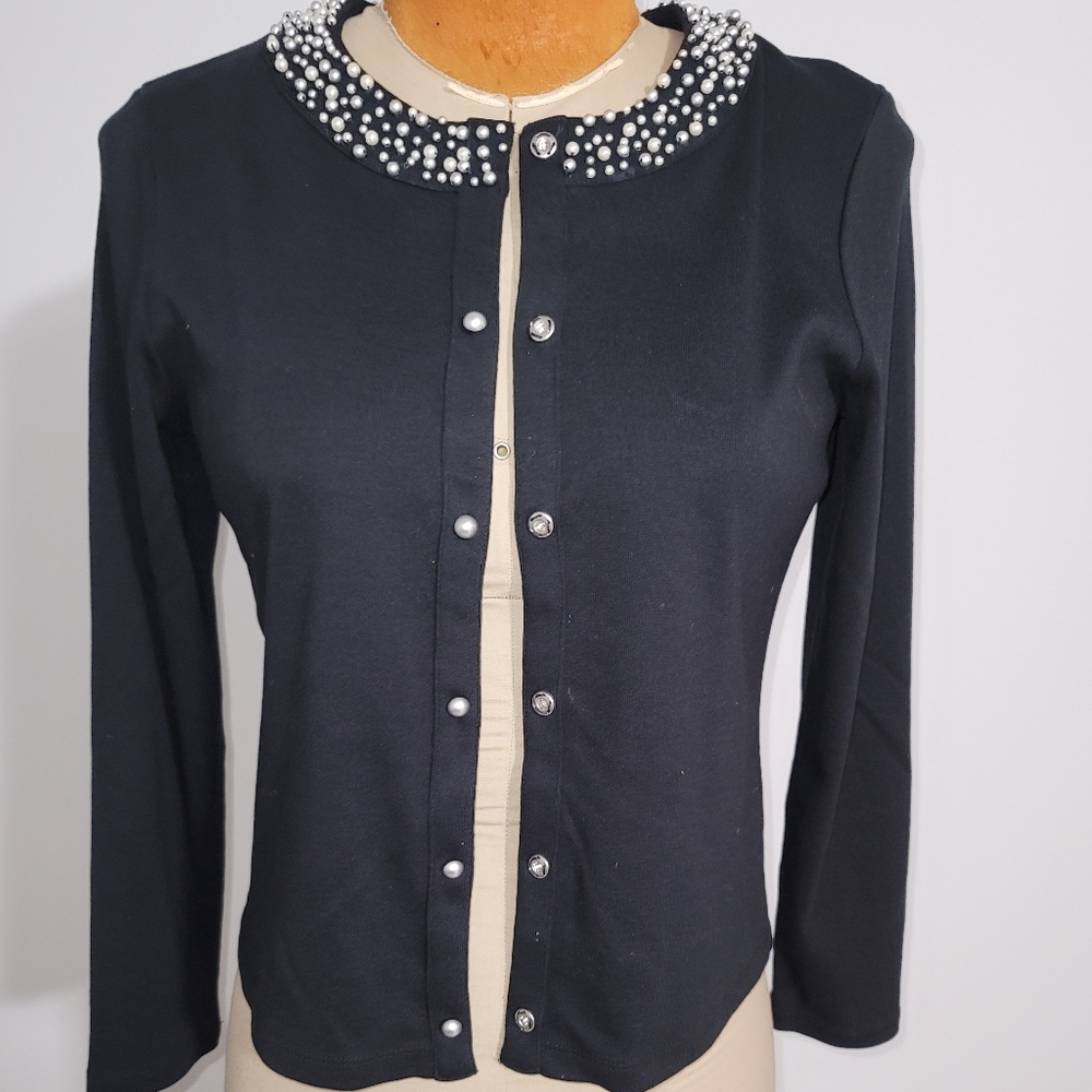 Rafaella black cotton embellished with pearls.